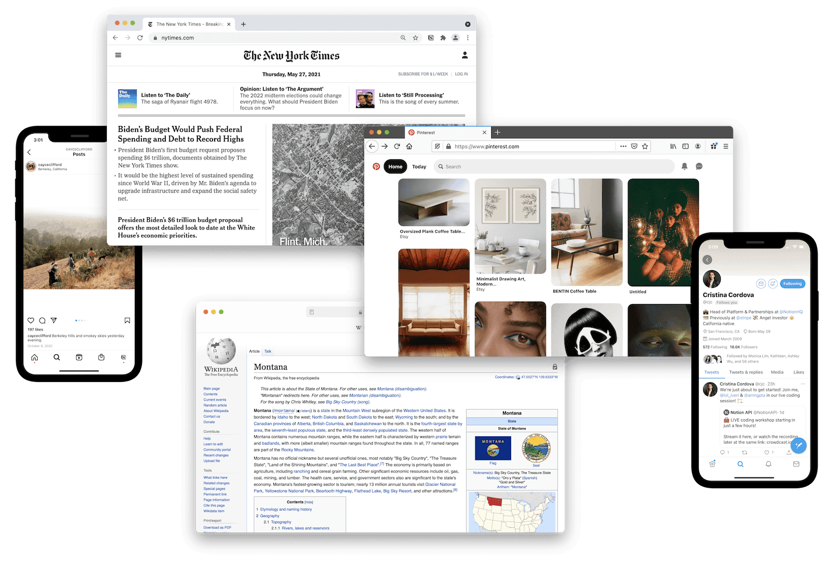 Ejemplos de sitios web que se pueden guardar en el Web Clipper de Notion