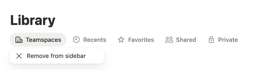 Eliminar biblioteca de la barra lateral