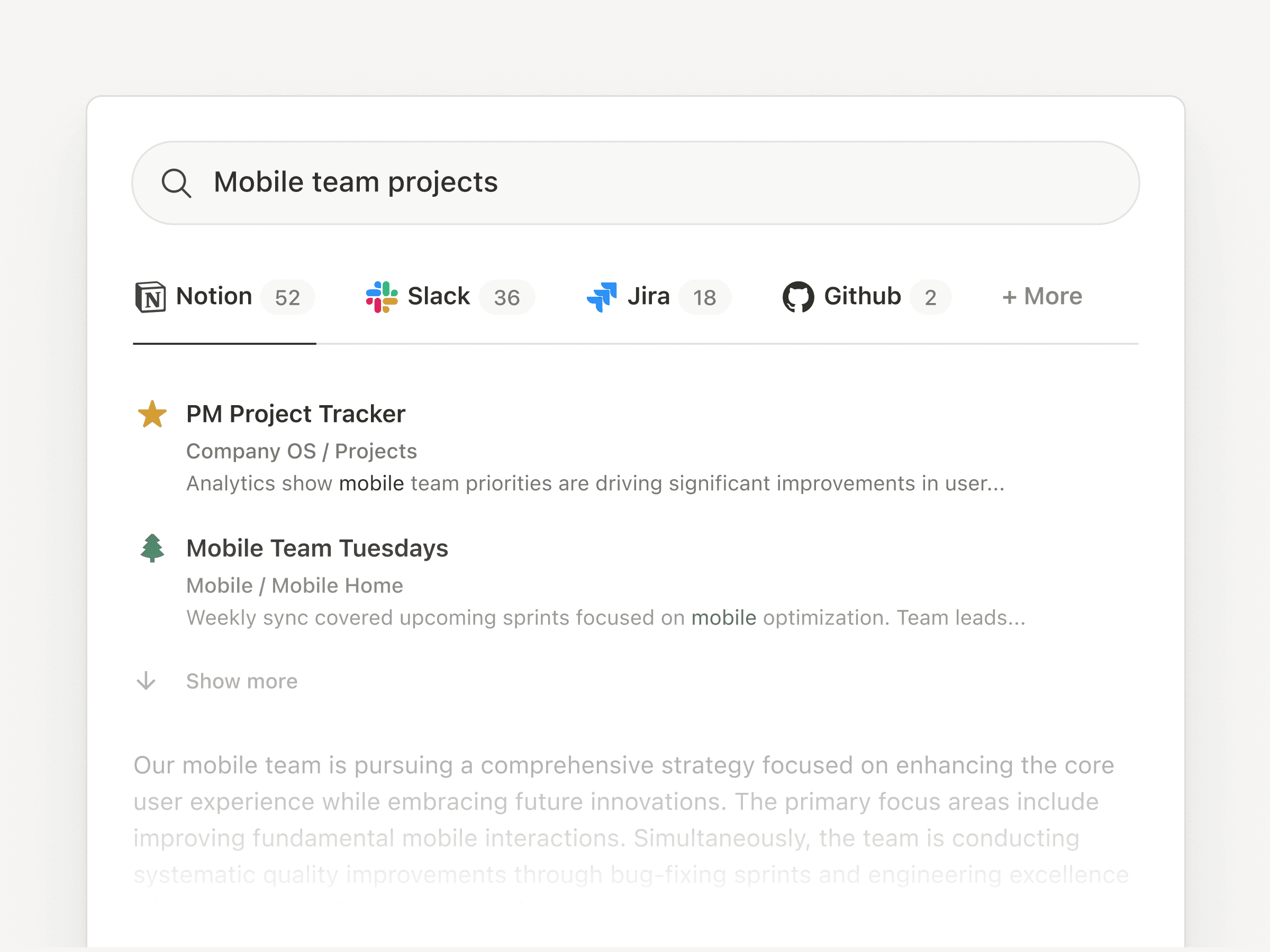 Notion’s Enterprise Search: Answers in seconds and detailed reports delivered in minutes, right where your teams already work.