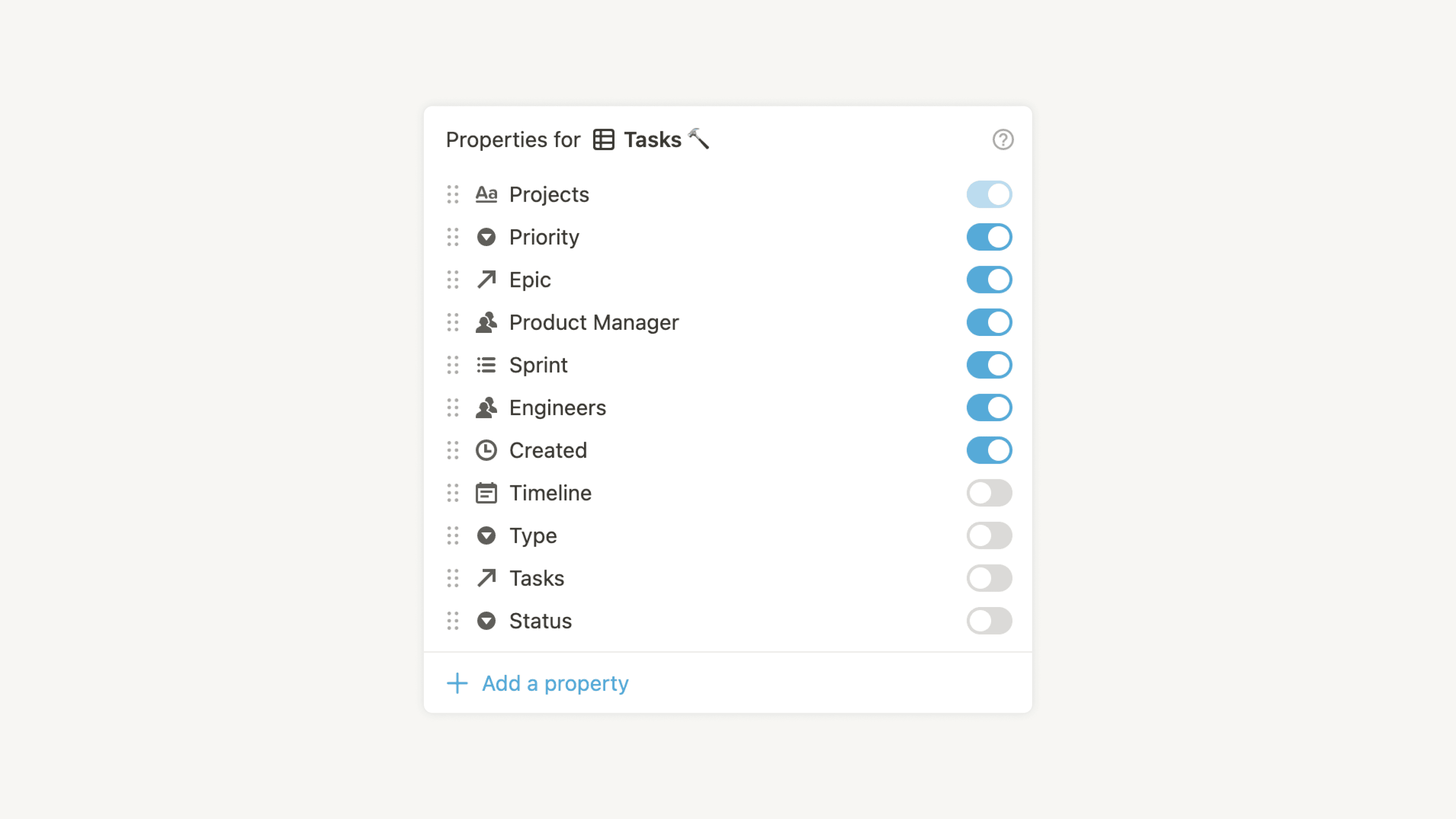 Database properties – hero