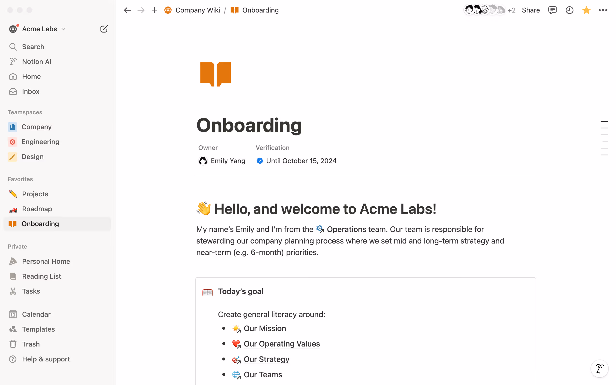Wiki de empresa de Acme Inc