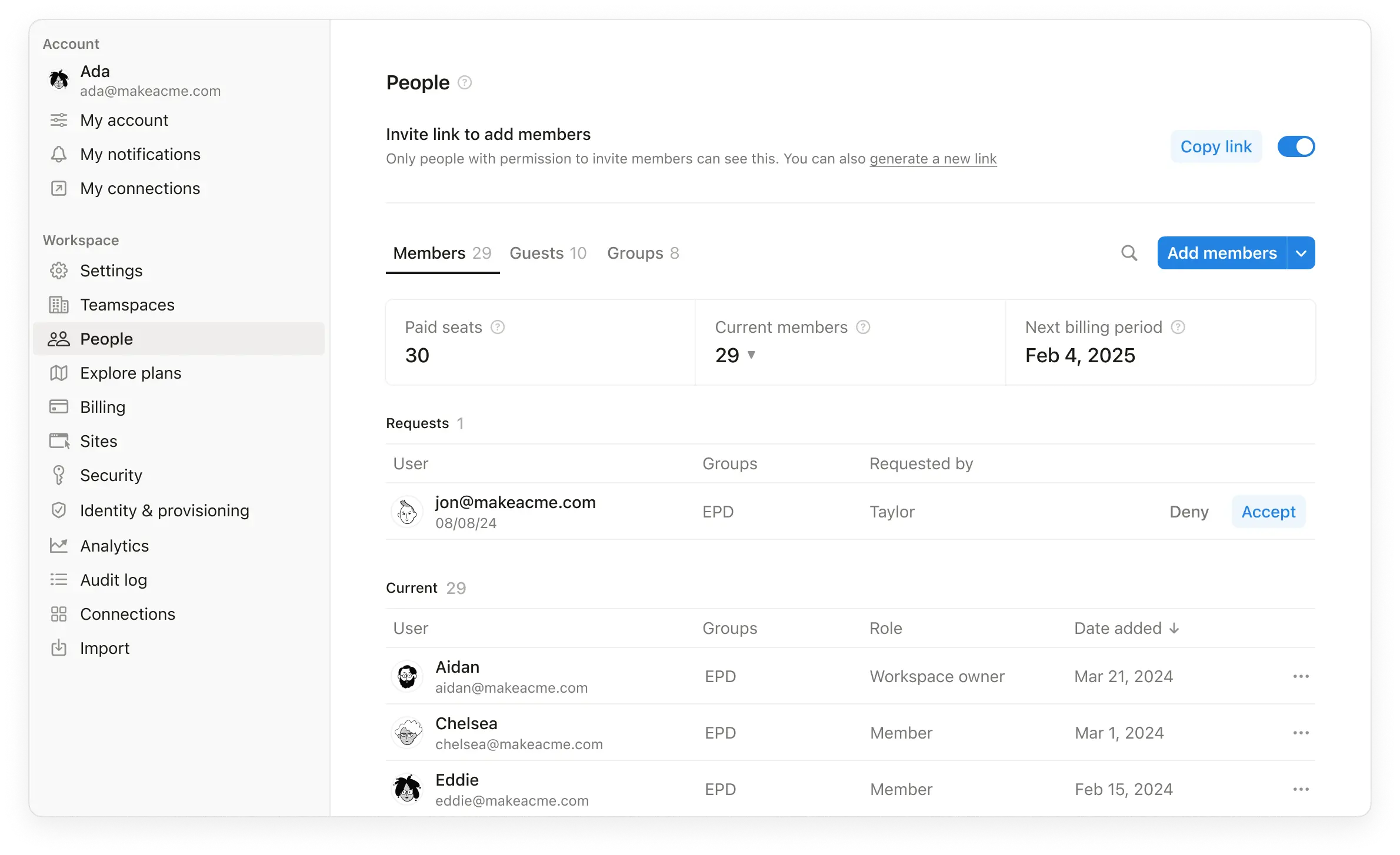 hc: manage paid seats and members