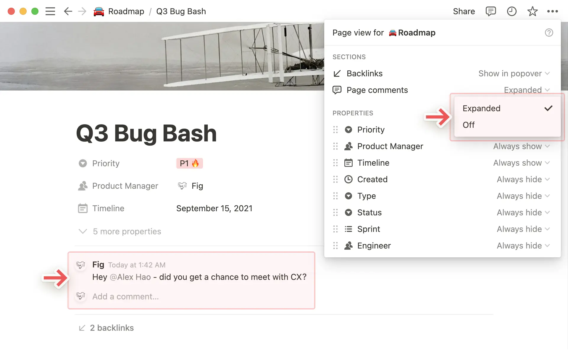 Customise database comments