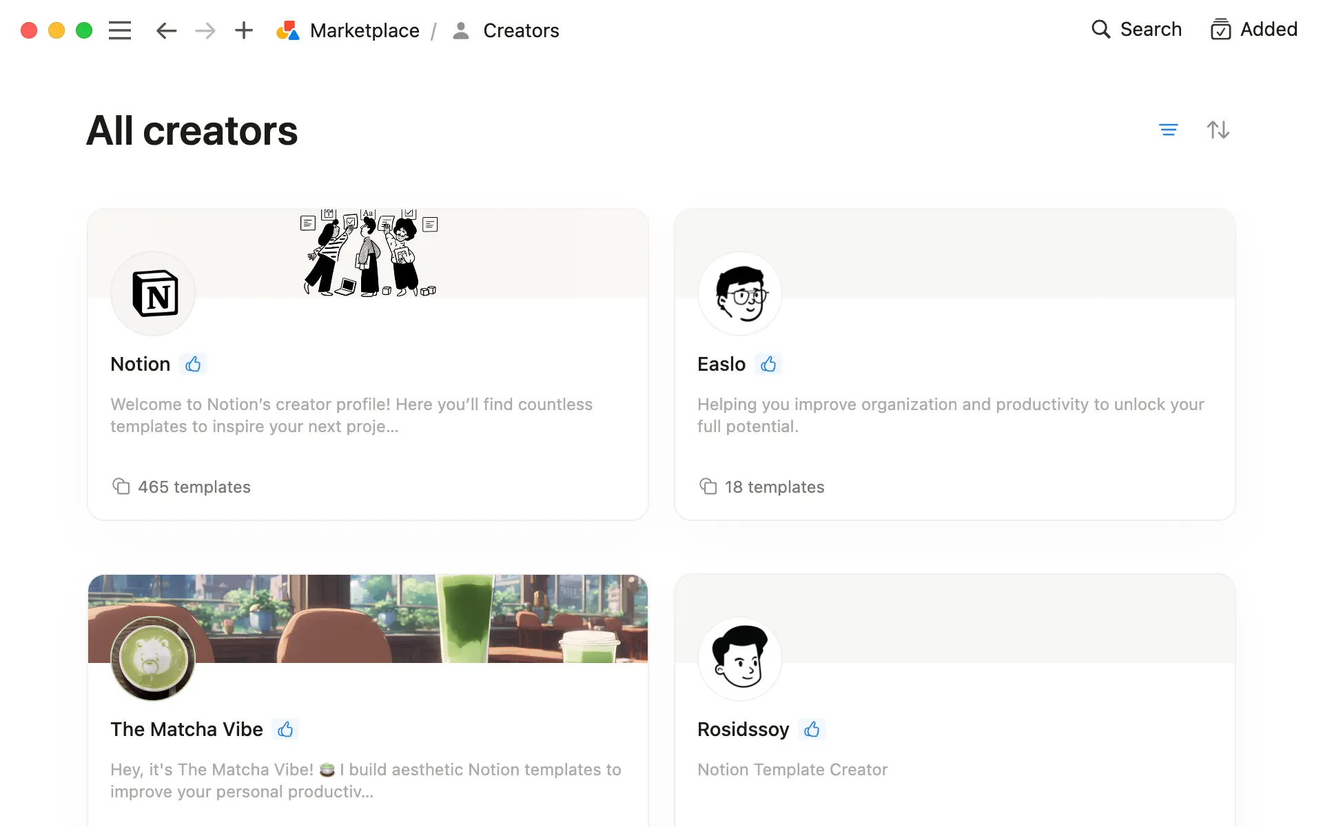 Explora una selección de creadores en Marketplace para encontrar tu nicho