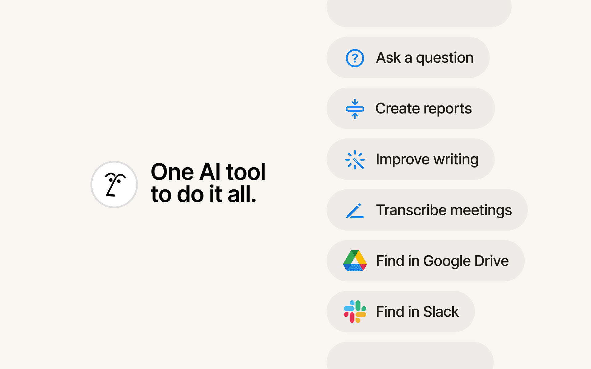 La IA de Notion te ayuda a buscar más rápido, transcribir contenido automáticamente, mejorar tu redacción, configurar bases de datos en un instante y hacer investigaciones avanzadas con facilidad.