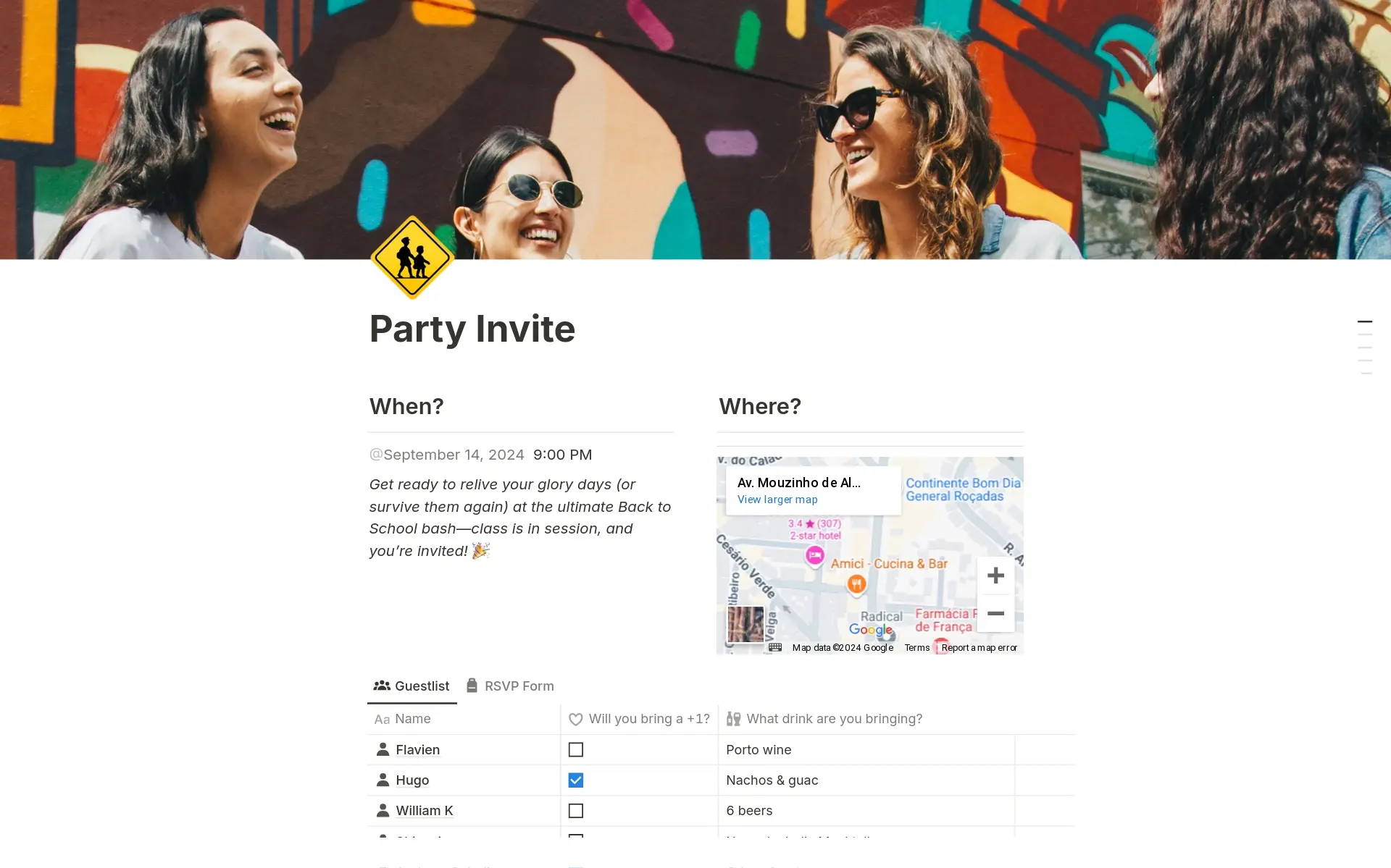 Pratinjau templat untuk Party invite with RSVP