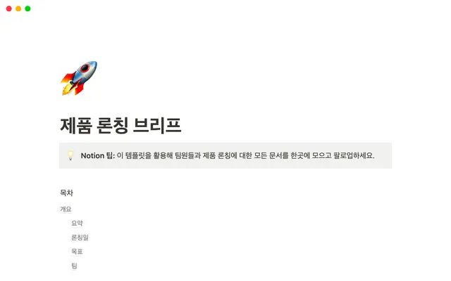 제품 론칭 브리프